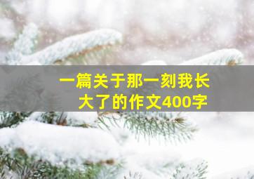 一篇关于那一刻我长大了的作文400字