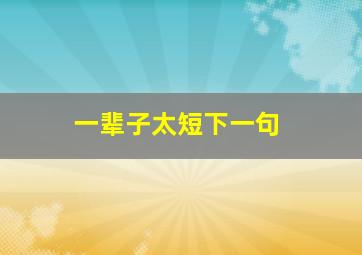 一辈子太短下一句