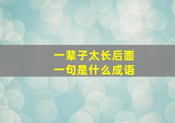 一辈子太长后面一句是什么成语