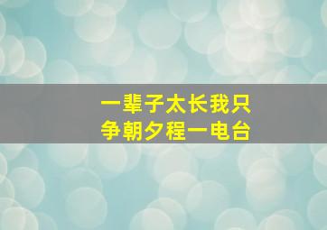 一辈子太长我只争朝夕程一电台