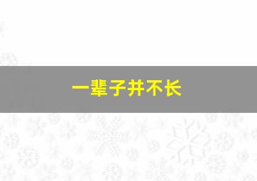 一辈子并不长