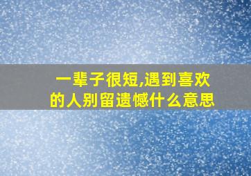 一辈子很短,遇到喜欢的人别留遗憾什么意思