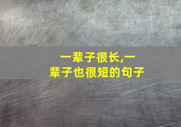 一辈子很长,一辈子也很短的句子