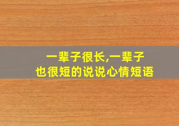 一辈子很长,一辈子也很短的说说心情短语