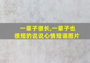 一辈子很长,一辈子也很短的说说心情短语图片