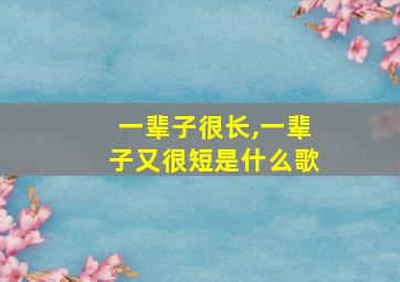 一辈子很长,一辈子又很短是什么歌