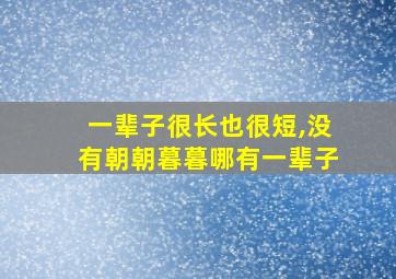 一辈子很长也很短,没有朝朝暮暮哪有一辈子