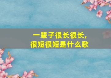 一辈子很长很长,很短很短是什么歌