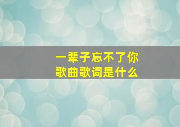 一辈子忘不了你歌曲歌词是什么