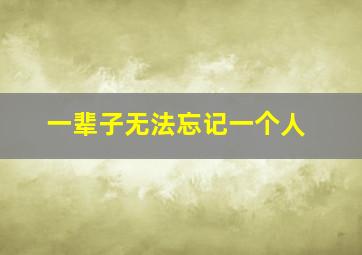 一辈子无法忘记一个人