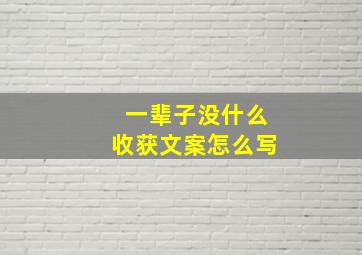 一辈子没什么收获文案怎么写