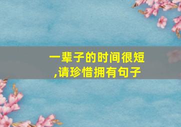 一辈子的时间很短,请珍惜拥有句子