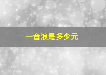 一音浪是多少元