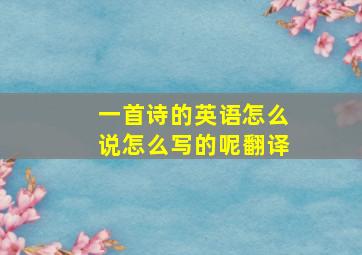 一首诗的英语怎么说怎么写的呢翻译