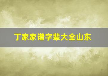 丁家家谱字辈大全山东