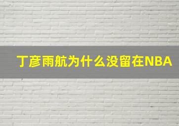 丁彦雨航为什么没留在NBA