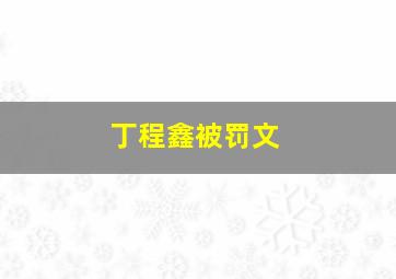 丁程鑫被罚文