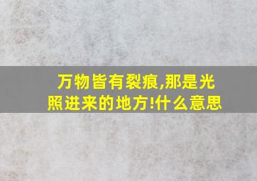 万物皆有裂痕,那是光照进来的地方!什么意思