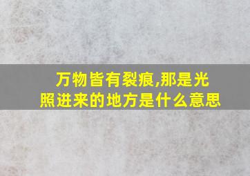 万物皆有裂痕,那是光照进来的地方是什么意思