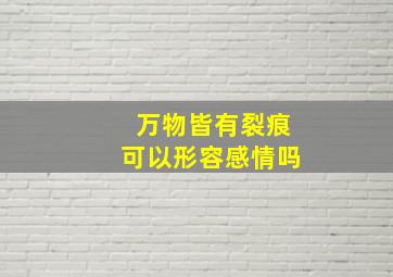 万物皆有裂痕可以形容感情吗