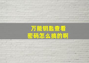 万能钥匙查看密码怎么搞的啊