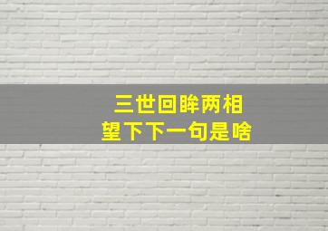 三世回眸两相望下下一句是啥