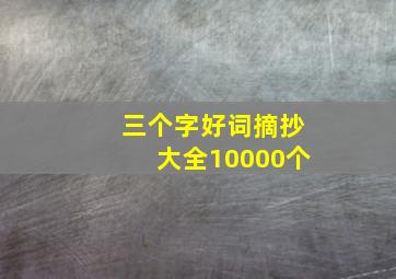 三个字好词摘抄大全10000个