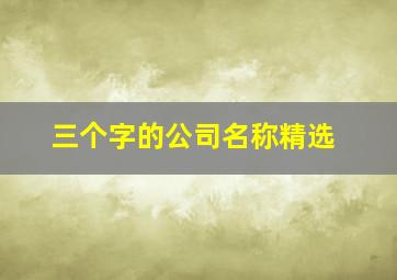 三个字的公司名称精选