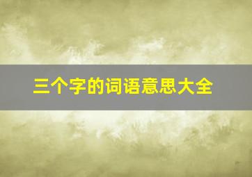 三个字的词语意思大全