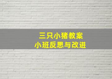 三只小猪教案小班反思与改进