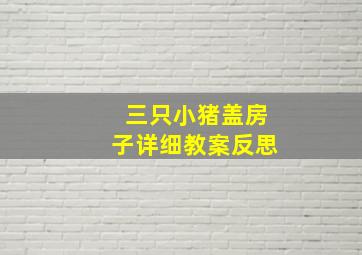 三只小猪盖房子详细教案反思