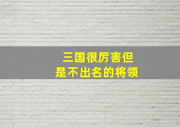 三国很厉害但是不出名的将领