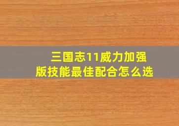 三国志11威力加强版技能最佳配合怎么选