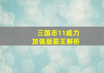 三国志11威力加强版霸王解析