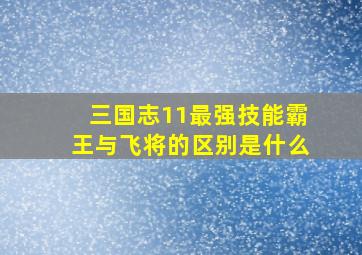 三国志11最强技能霸王与飞将的区别是什么