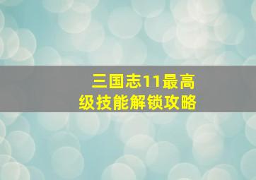 三国志11最高级技能解锁攻略