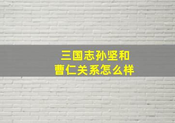 三国志孙坚和曹仁关系怎么样