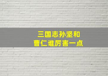 三国志孙坚和曹仁谁厉害一点