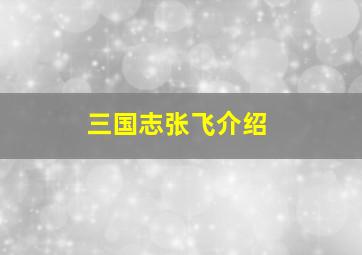 三国志张飞介绍