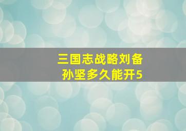 三国志战略刘备孙坚多久能开5