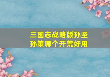 三国志战略版孙坚孙策哪个开荒好用