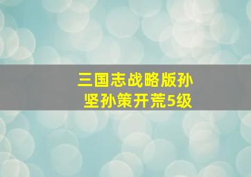 三国志战略版孙坚孙策开荒5级