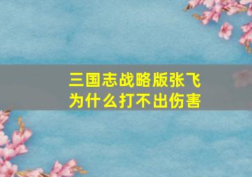 三国志战略版张飞为什么打不出伤害