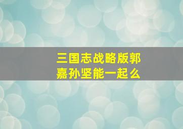 三国志战略版郭嘉孙坚能一起么