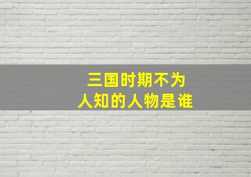 三国时期不为人知的人物是谁