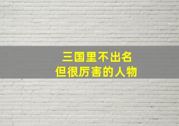 三国里不出名但很厉害的人物