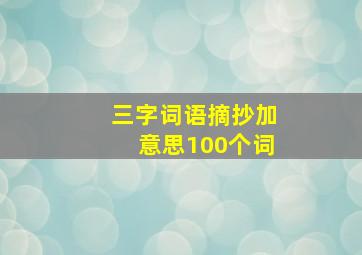 三字词语摘抄加意思100个词