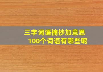 三字词语摘抄加意思100个词语有哪些呢