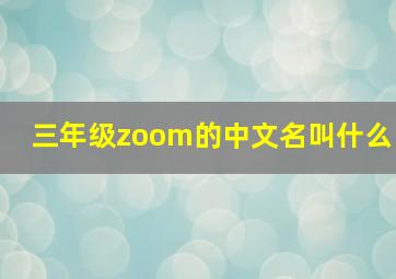 三年级zoom的中文名叫什么