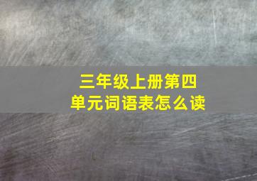 三年级上册第四单元词语表怎么读